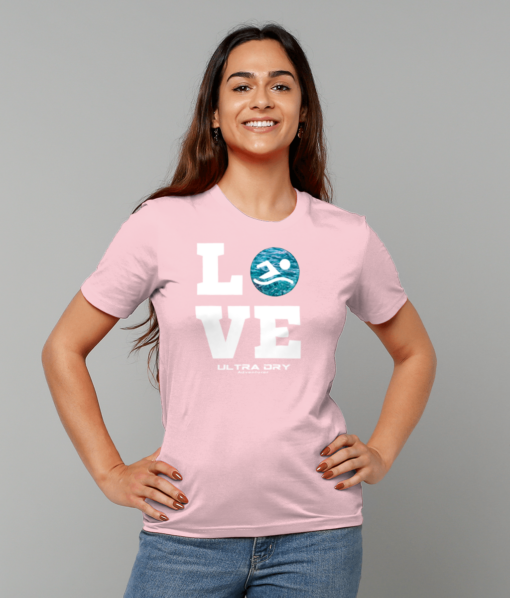cotton pink love swimming t shirt ultra dry
